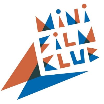 Orangene und blaue Dreiecke formen das Wort MiniFilmclub.
